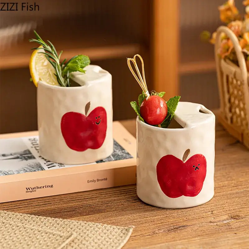 Cartoon pattern porcelain toothbrush holder for bathroom decor