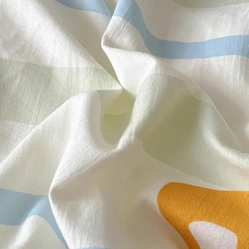 Cartoon style cream & blue bedding sets bedroom cotton cat print