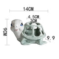 Cartoon turtle ceramic 3 slot planter living room green & white decor