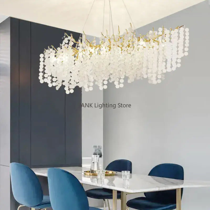 Cascading gold circular crystal chandelier living room pendant light