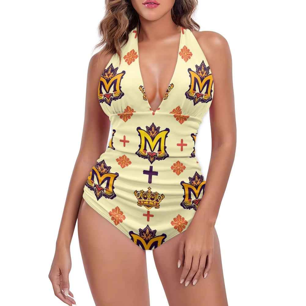 MUNSIEUR All-Over Print Women's High Cut One-piece Swimsuit