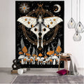 Celestial moth tapestry black & white bedroom wall decor