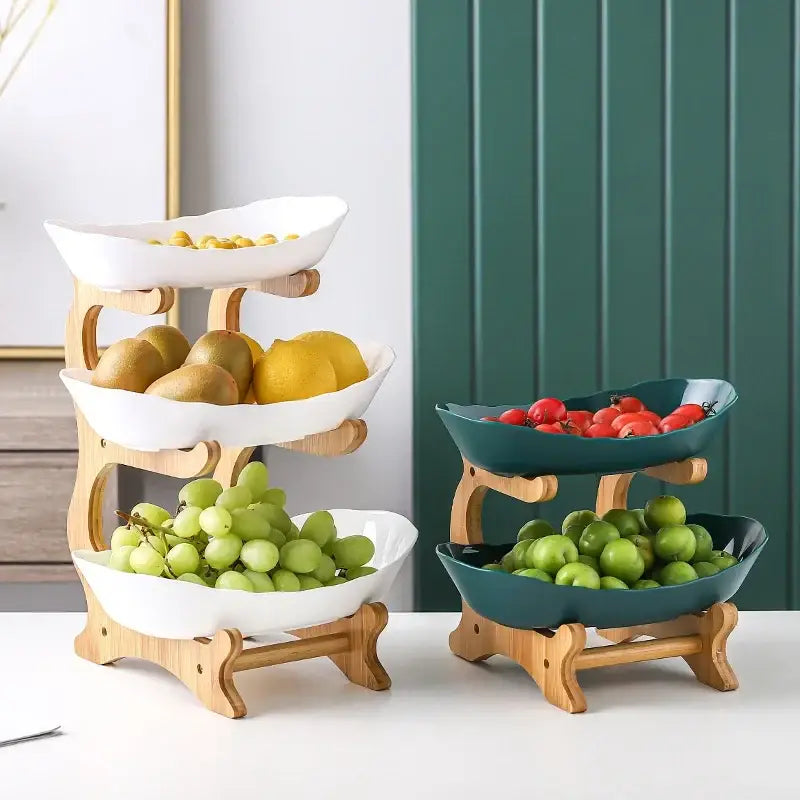 Ceramic and teal 3-layer table plates set for dining room kitchen
