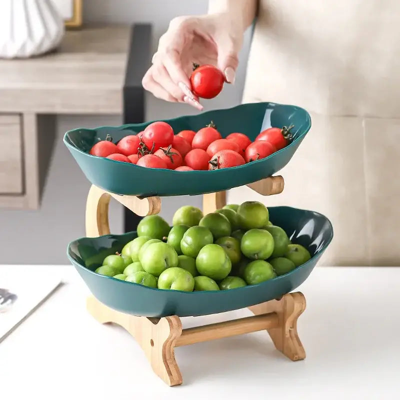 Ceramic and teal 3-layer table plates set for dining room kitchen