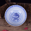 Ceramic dragon print nested bowls set blue & white dining room dishes