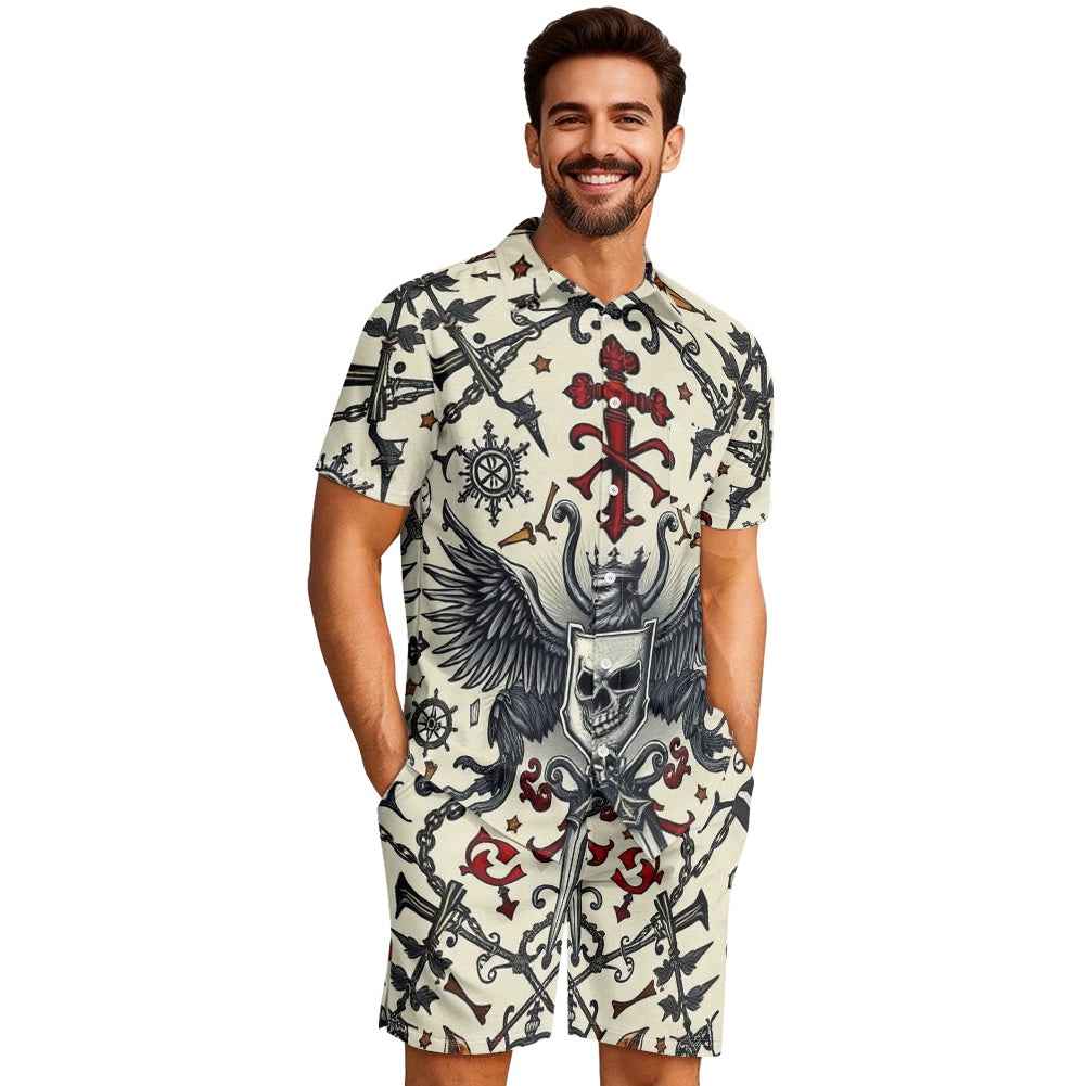 Men's Tropical Shorts Set - Two Piece Summer Beach Outfit