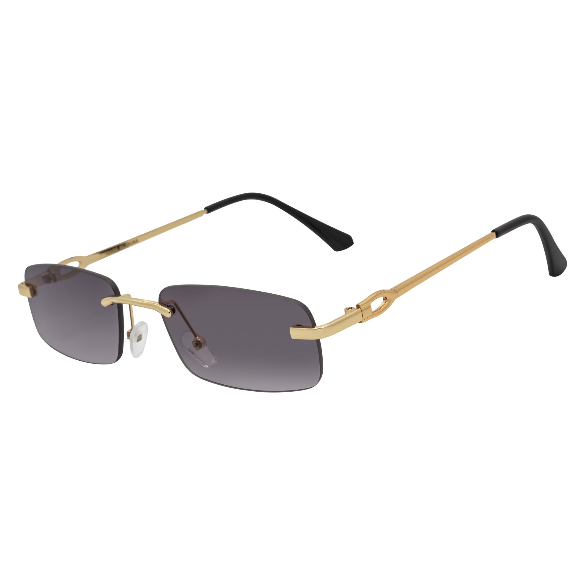 CHANELLE - Rimless Small Rectangle sunglasses Gold Lavender Fade Lens