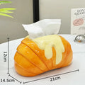 Charming orange & yellow croissant ceramic tissue box bedroom decor
