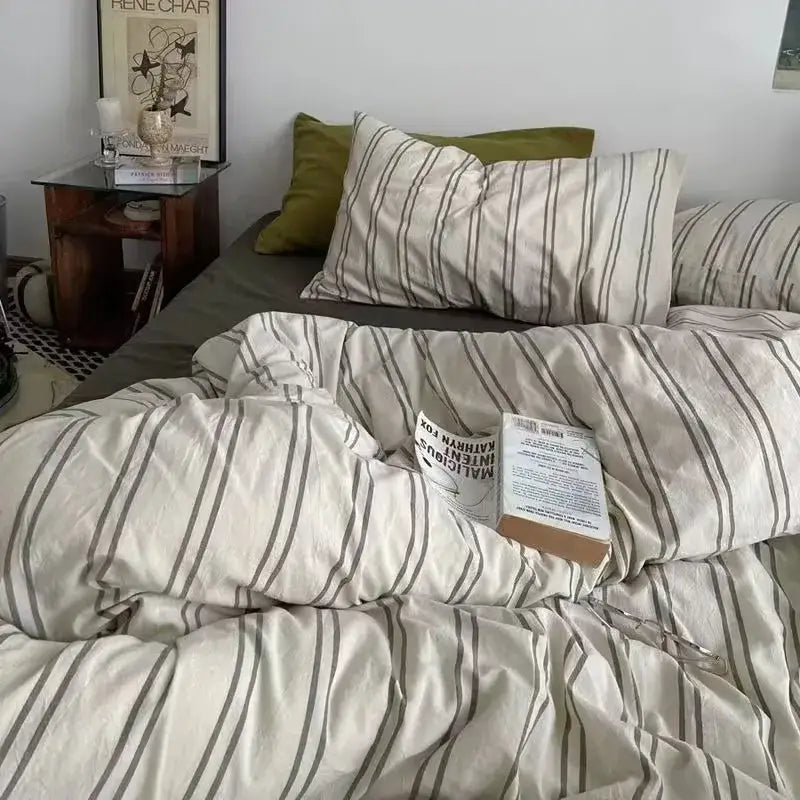 Checkerboard black & beige satin duvet cover set bedroom bedding