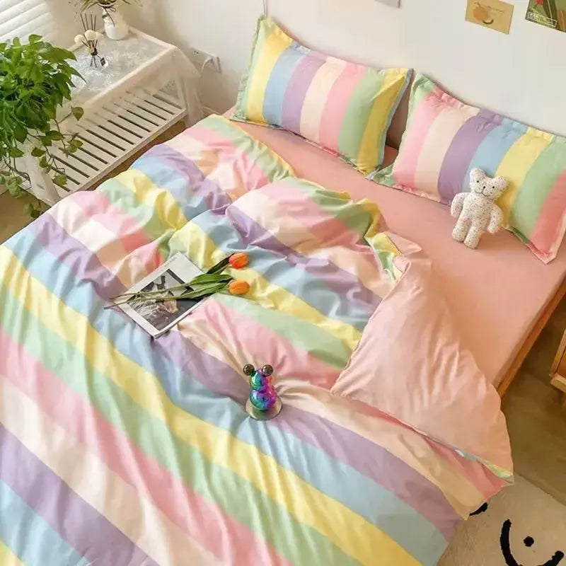 Checkerboard black & beige satin duvet cover set bedroom bedding