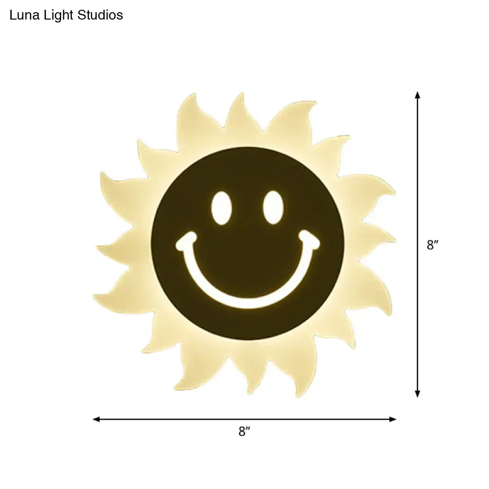 Cheerful white smiling sun led wall sconce bedroom light