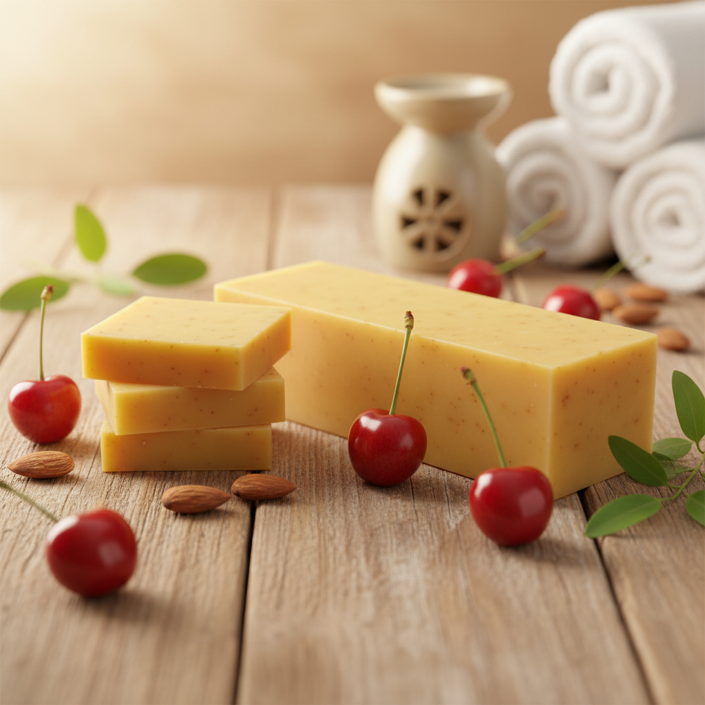 Cherry Almond Soap Bar - Moisturizing Handmade Bath Soap