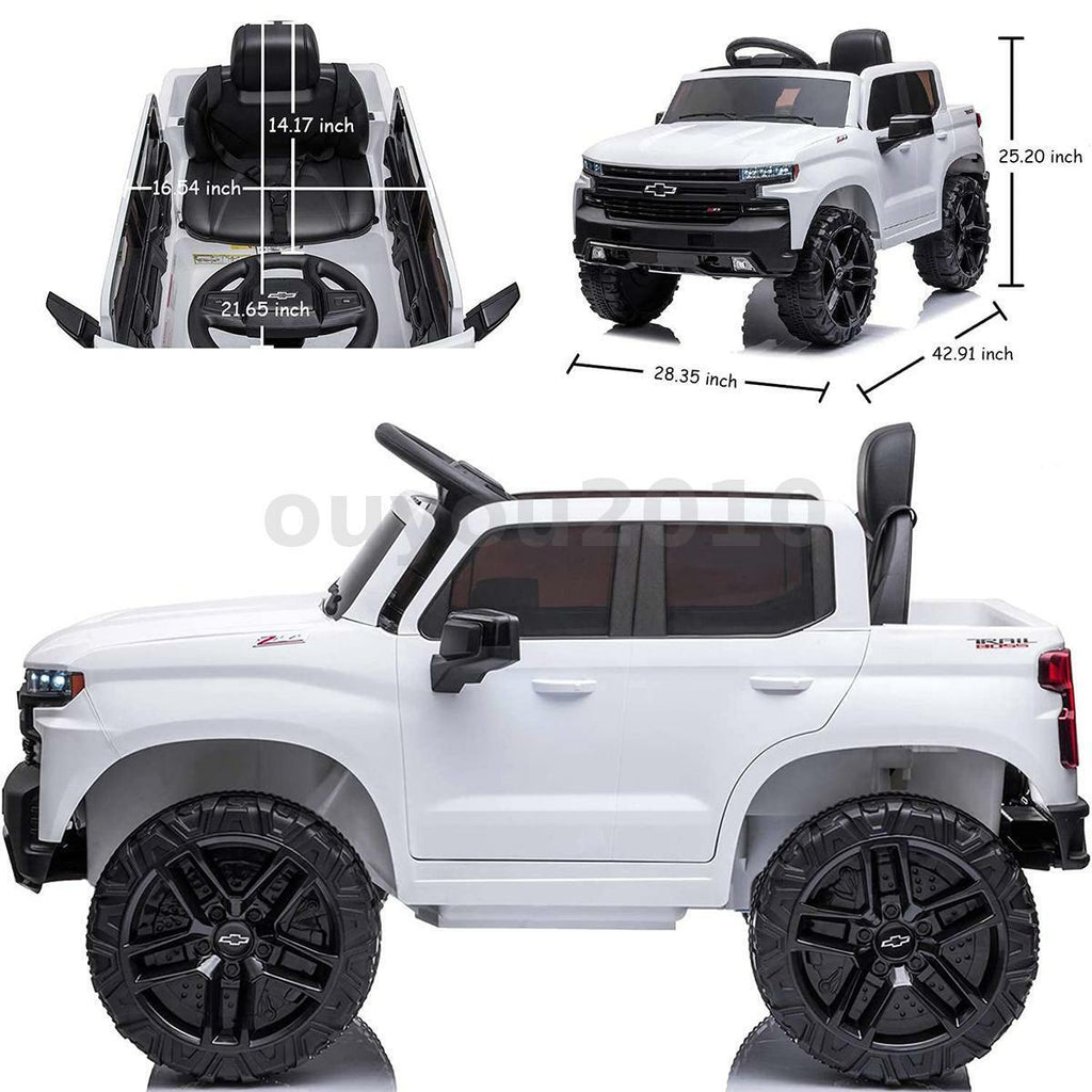 Chevrolet Silverado 12V Kids Ride-On Car with Music, LED Lights, and Remote Control