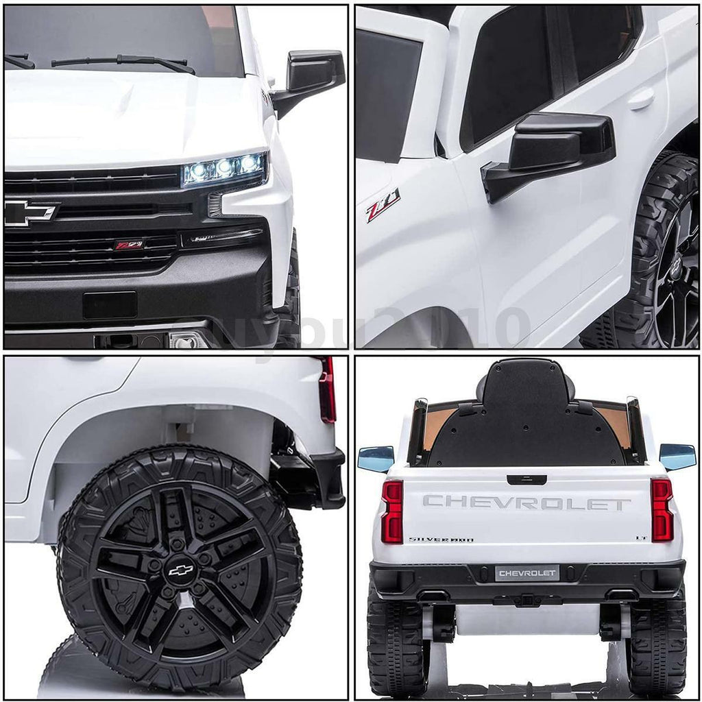 Chevrolet Silverado 12V Kids Ride-On Car with Music, LED Lights, and Remote Control