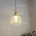 Chevron green glass pendant light – kitchen brass hanging lamp