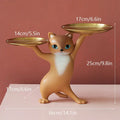 Chic cream and gold cat resin tray living room decor accessory