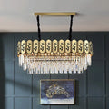 Chinese crystal shaded hanging lamp gold island dining room chandelier