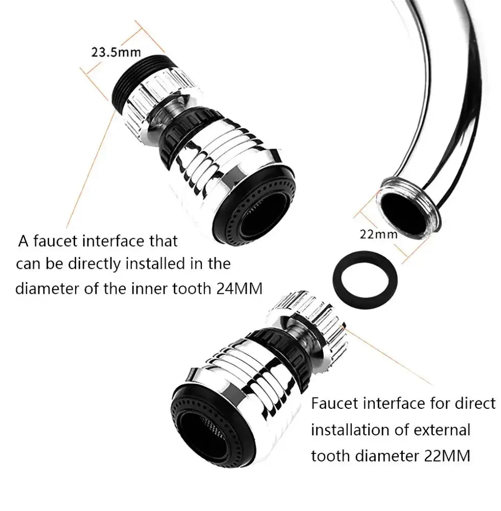 Chrome 2 modes kitchen faucet aerator water saving extender