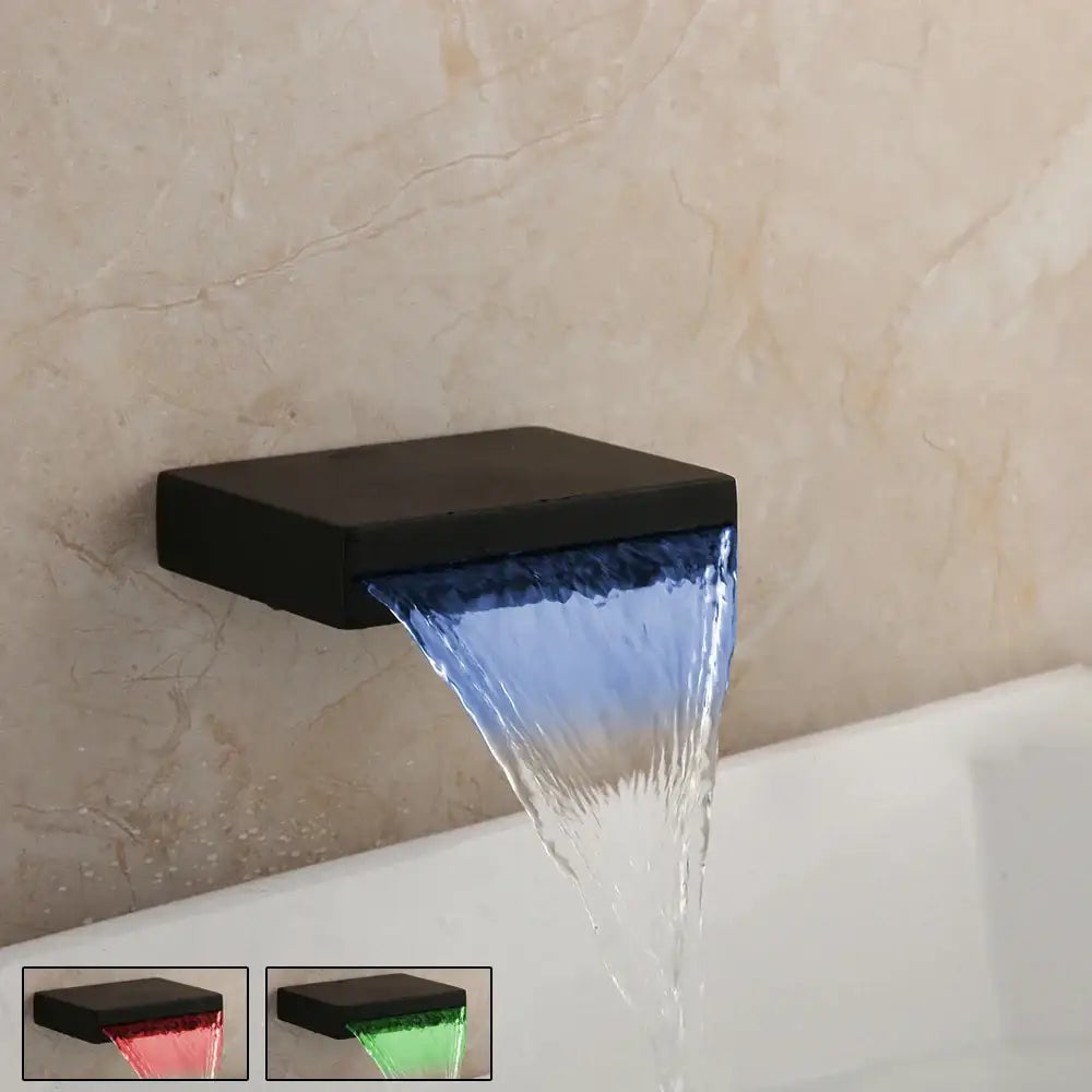 Chrome & black led waterfall bathtub faucet bathroom wall mount