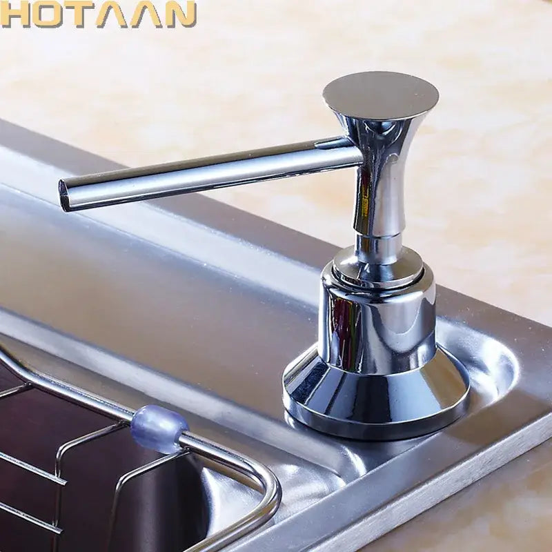 Chrome brass head stainless steel soap dispenser kitchen sink pump