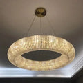 Chrome round crystal chandelier living room pendant light