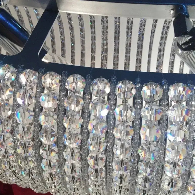 Chrome round crystal chandelier living room pendant light