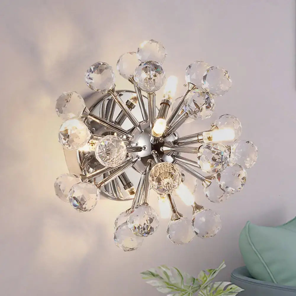 Chrome sputnik flushmount amber crystal ball ceiling light bedroom