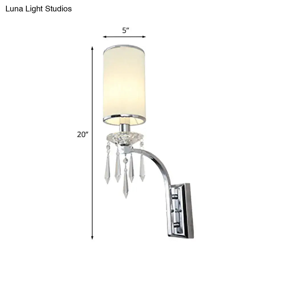 Chrome wall mounted sconce with crystal ribbed shade for living room