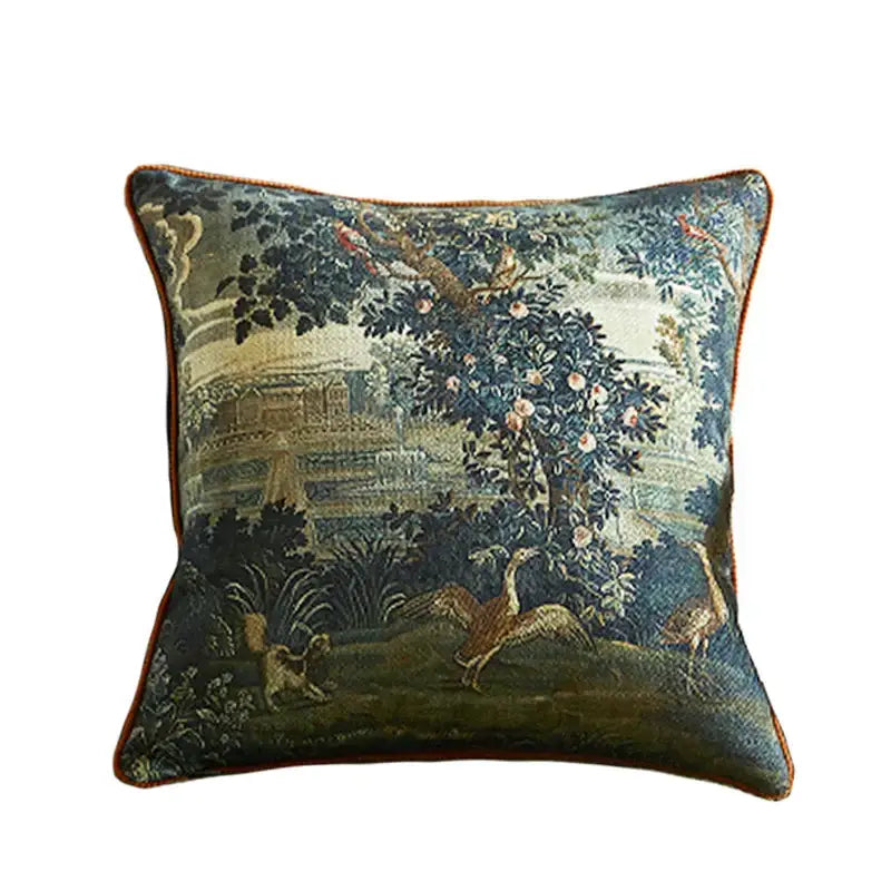 Circular swallows pink & teal pillow covers living room decor