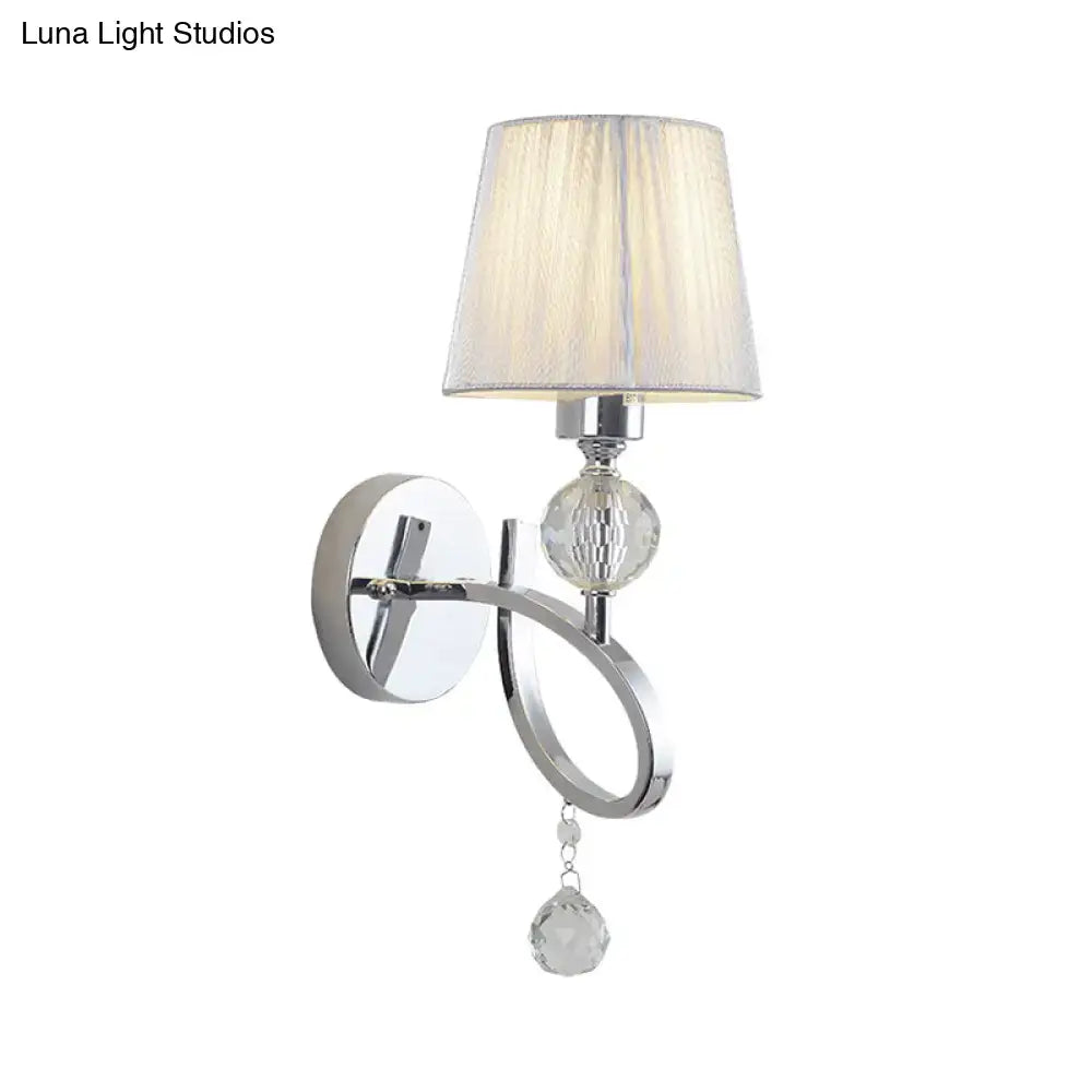Classic chrome crystal drop wall lamp bedroom pleated sconce