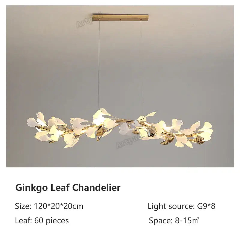 Classic white & gold leaf pendant lamp dining room lighting