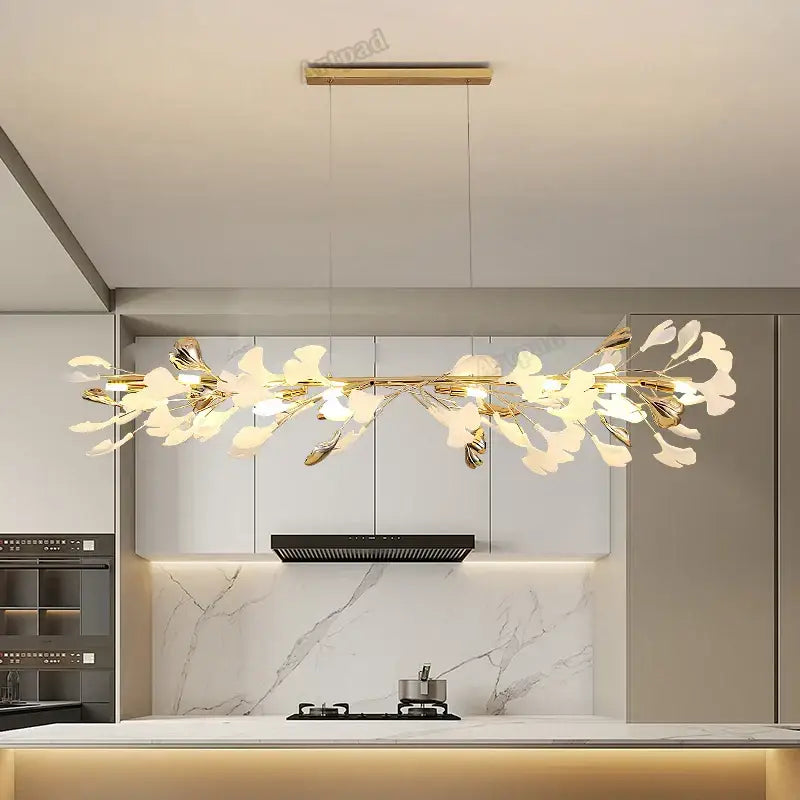 Classic white & gold leaf pendant lamp dining room lighting