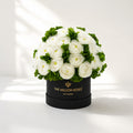 Classic Black Box | White Persian Buttercups & Green Hydrangeas