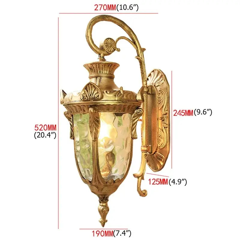 Classical bronze led outdoor wall lamp with textured glass panels