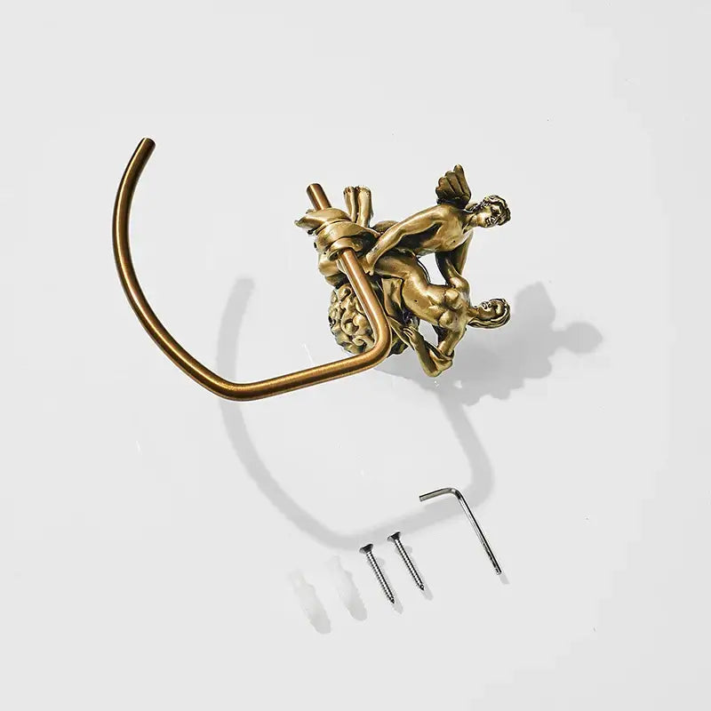 Classical bronze towel rack ornate winged figures shower room decor