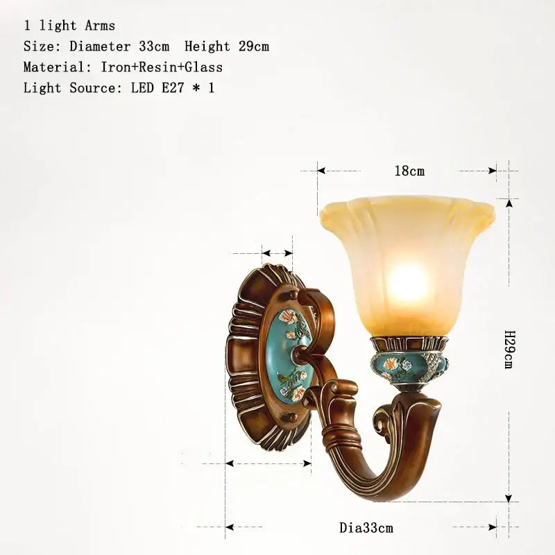 Classical resin chandelier bronze & turquoise living room light