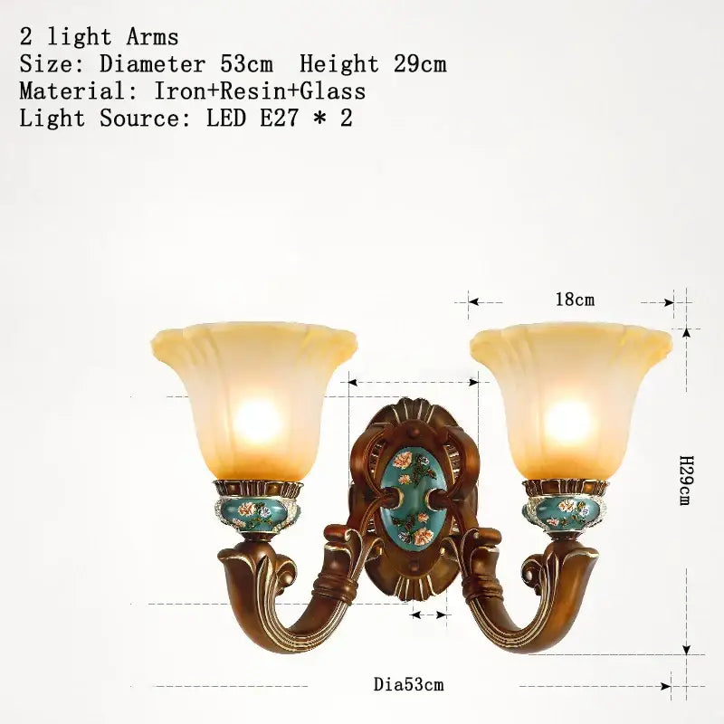 Classical resin chandelier bronze & turquoise living room light