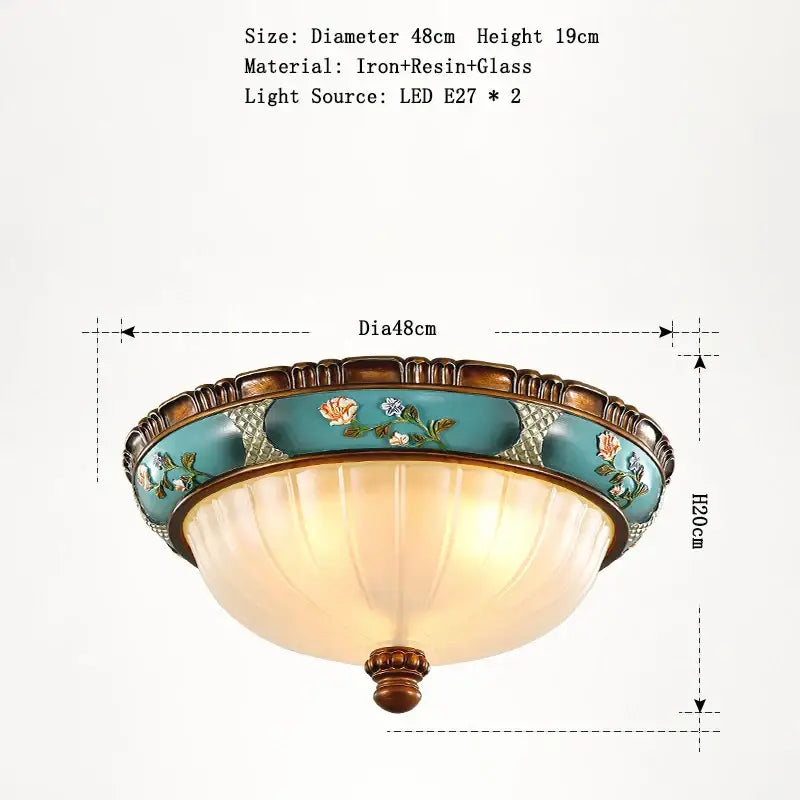 Classical resin chandelier bronze & turquoise living room light