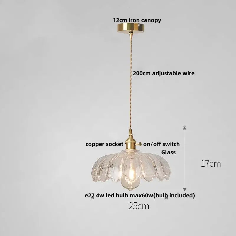 Clear and amber glass walnut pendant lamp kitchen copper switch