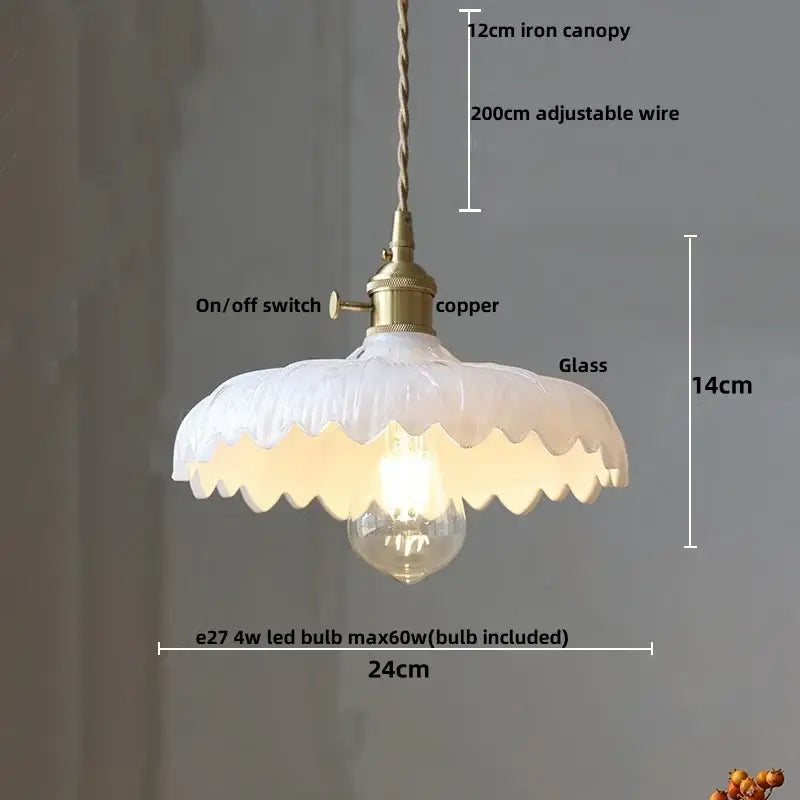 Clear and amber glass walnut pendant lamp kitchen copper switch