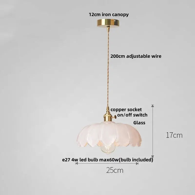 Clear and amber glass walnut pendant lamp kitchen copper switch