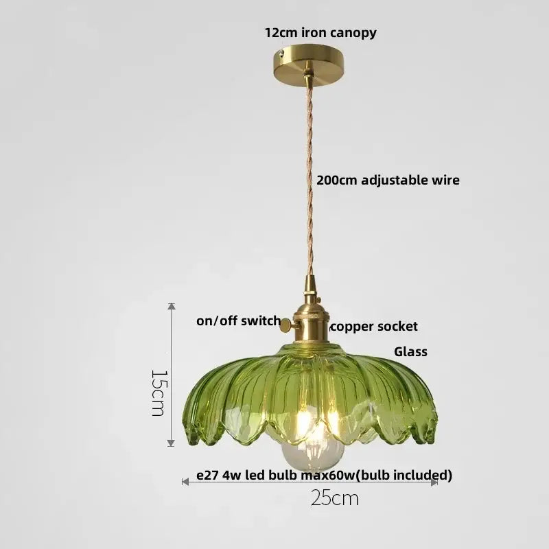 Clear and amber glass walnut pendant lamp kitchen copper switch