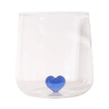 Clear and blue heart tumbler mug kitchen glassware gift