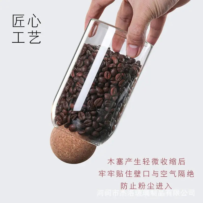 Clear glass bottle dispenser set with cork stoppers kitchen jars
