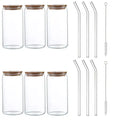 Clear glass drink cup with bamboo lid and straw kitchen soda