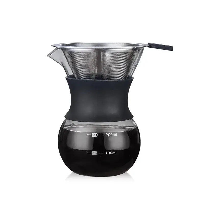 Clear glass pour over coffee maker with stainless steel filter kitchen