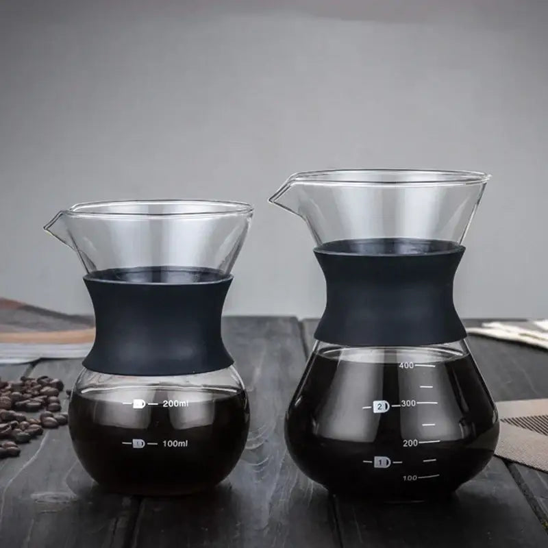 Clear glass pour over coffee maker with stainless steel filter kitchen