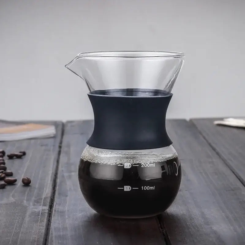 Clear glass pour over coffee maker with stainless steel filter kitchen