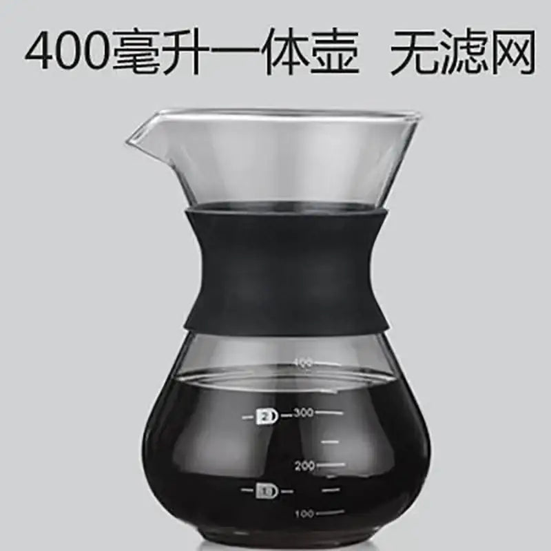 Clear glass pour over coffee maker with stainless steel filter kitchen