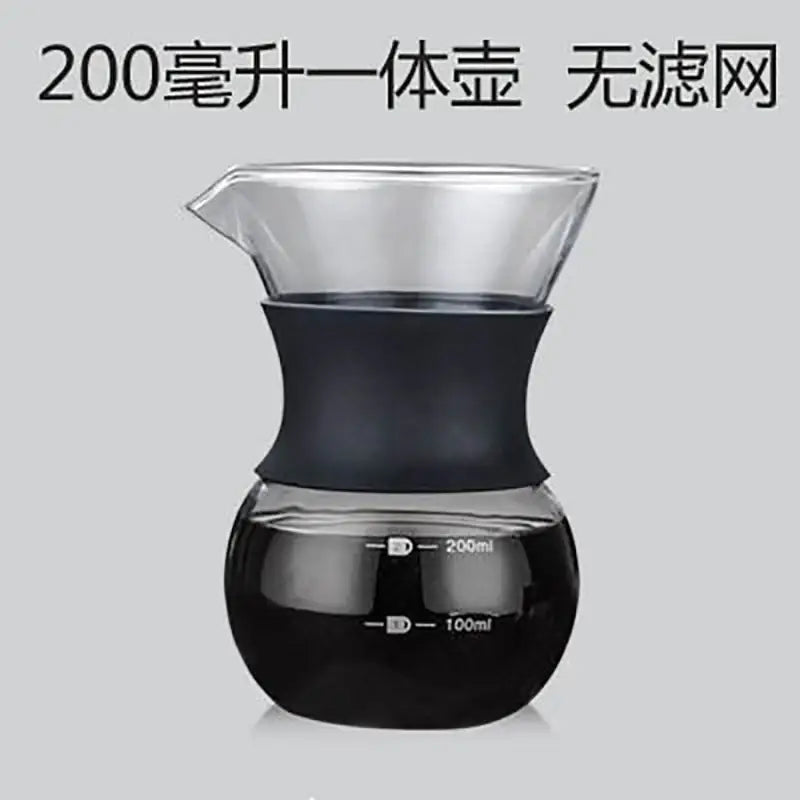 Clear glass pour over coffee maker with stainless steel filter kitchen